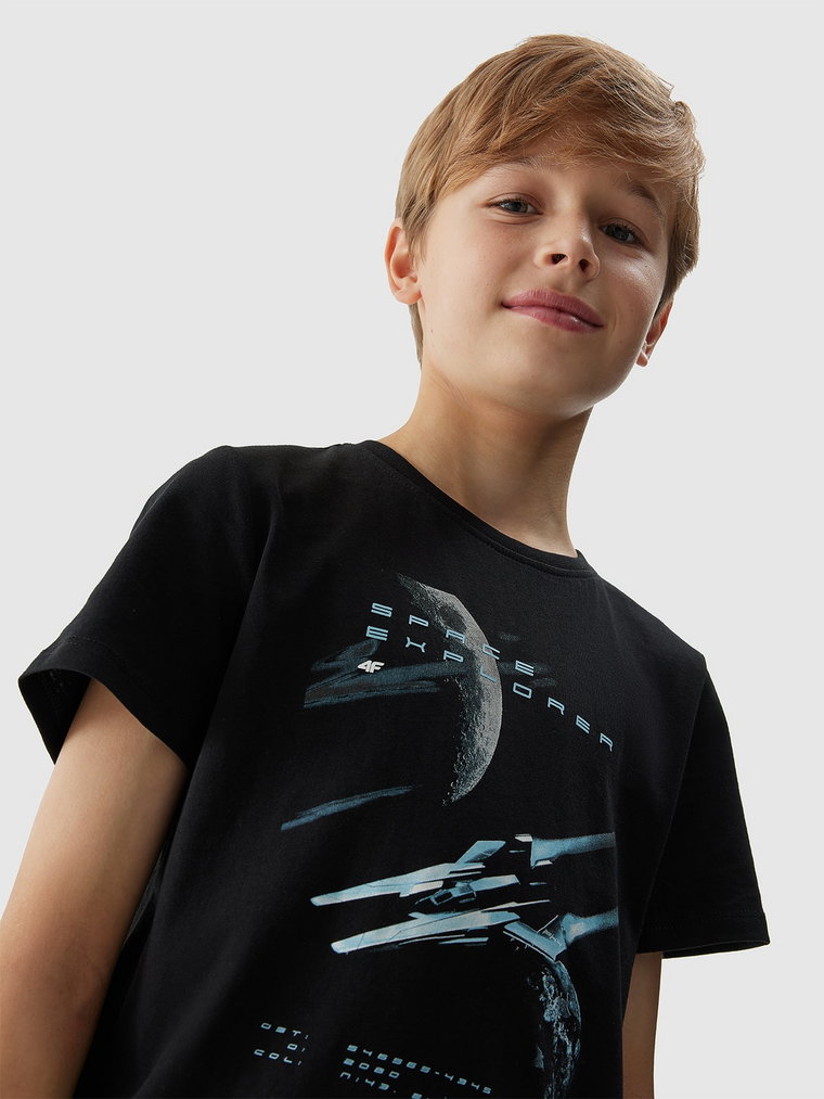 T-shirt z nadrukiem chłopięcy - czarny