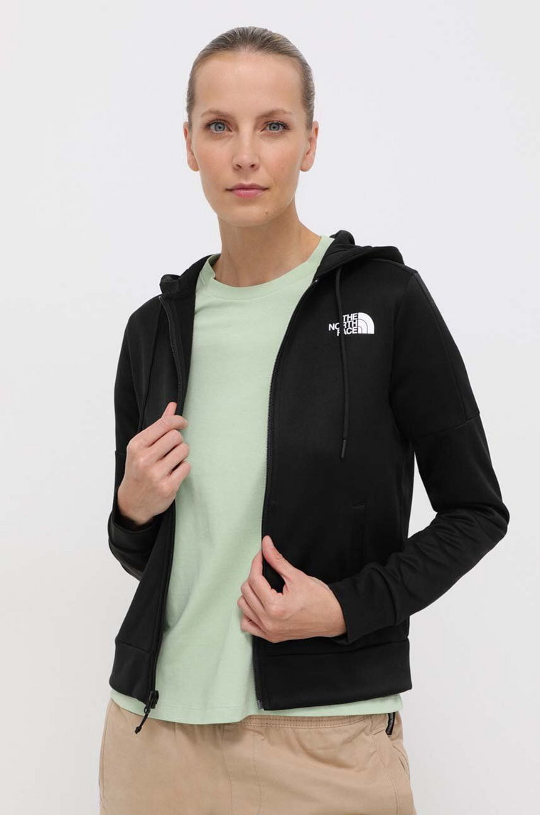 The North Face bluza sportowa Reaxion kolor czarny z kapturem gładka NF0A7ZAAJK31