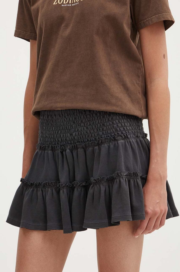 Superdry spódnica bawełniana kolor szary mini rozkloszowana