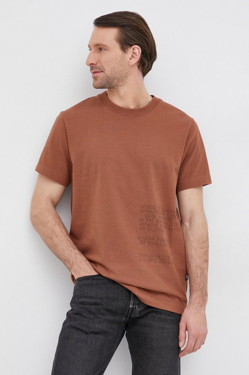 G-Star Raw T-shirt bawełniany D20716.C784 kolor brązowy z nadrukiem