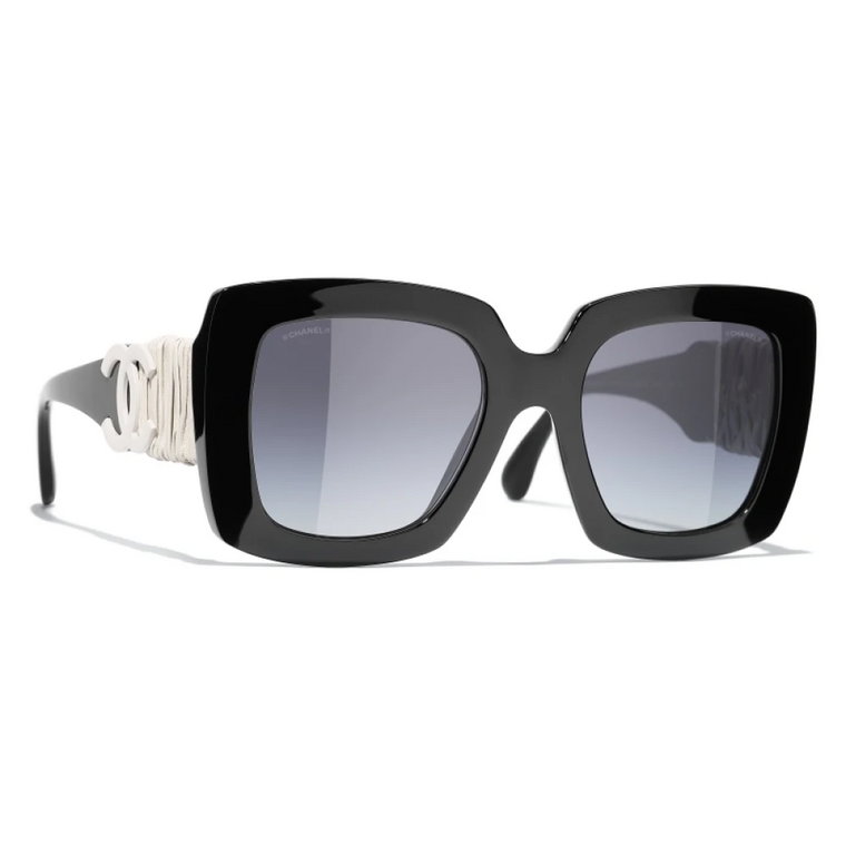 Ikoniczne okulary przeciwsłoneczne z jednolitymi soczewkami Chanel