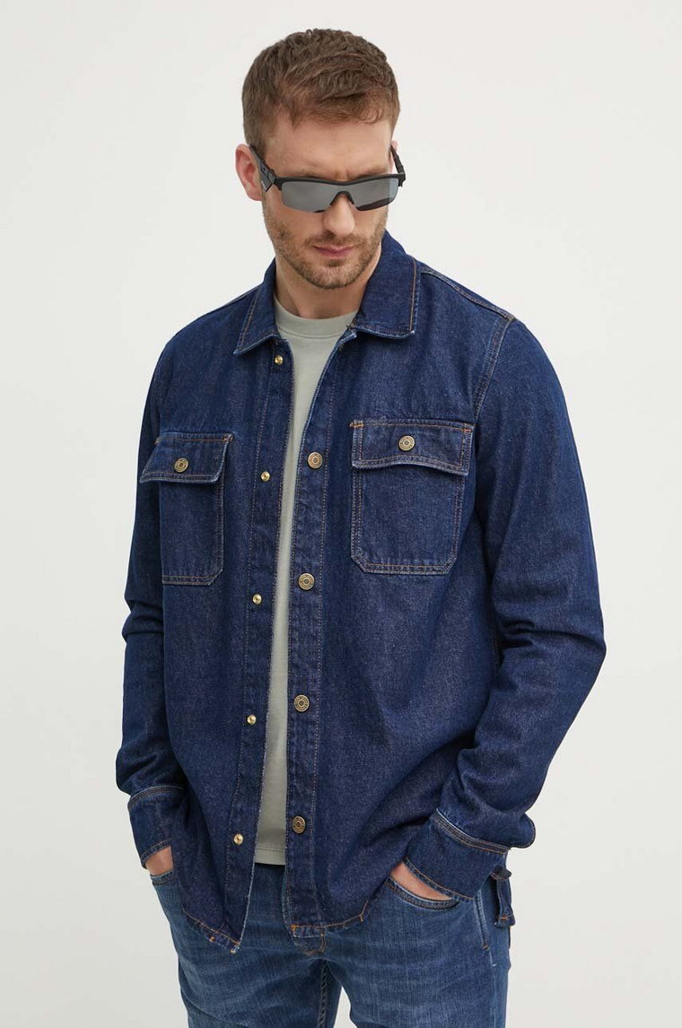 Pepe Jeans kurtka jeansowa RELAXED OVERSHIRT męska kolor granatowy przejściowa oversize PM308585CU4