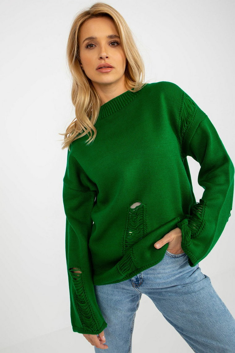 Zielony
damski sweter oversize z dziurami