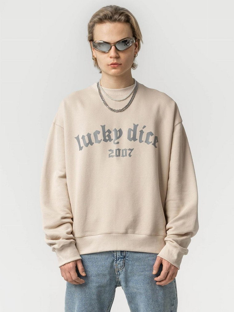 Bluza Bez Kaptura Męska Beżowa Lucky Dice Bent Logo 2007