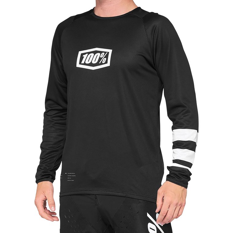 Longsleeve rowerowy męski 100% R-Core black/white