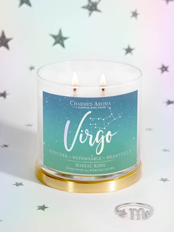 Charmed Aroma sojowa świeca zapachowa z biżuterią 12 oz 340 g Pierścionek - Virgo Panna Zodiak