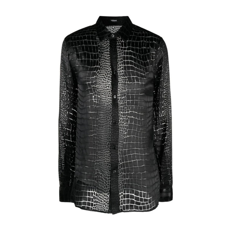 Czarne Koszule z Materiałem Devore' Alligator Versace