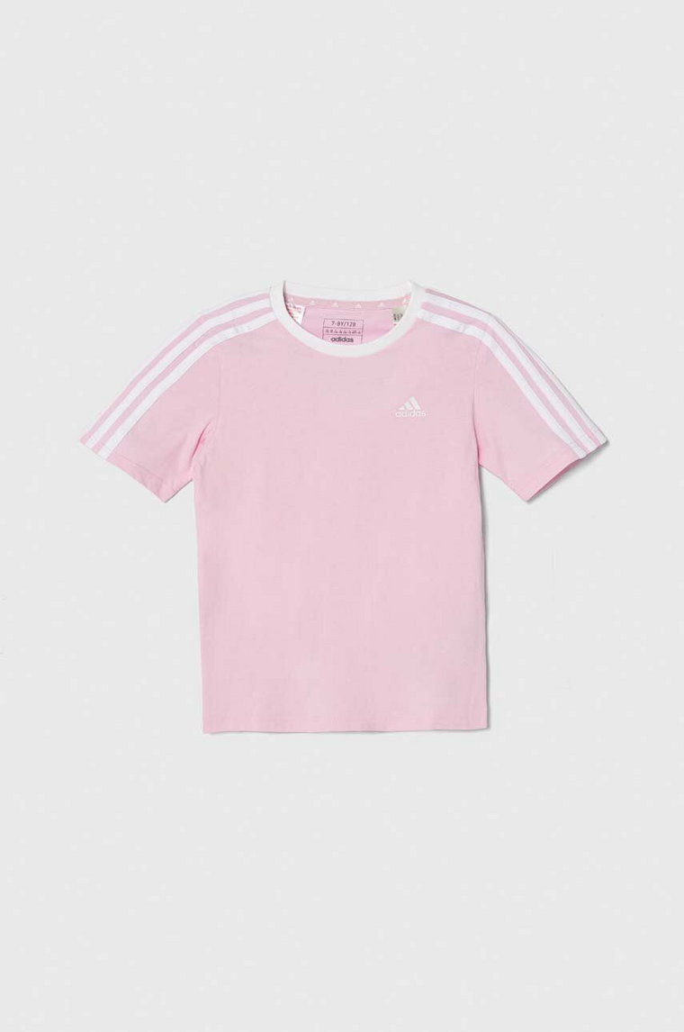 adidas t-shirt bawełniany dziecięcy kolor różowy gładki