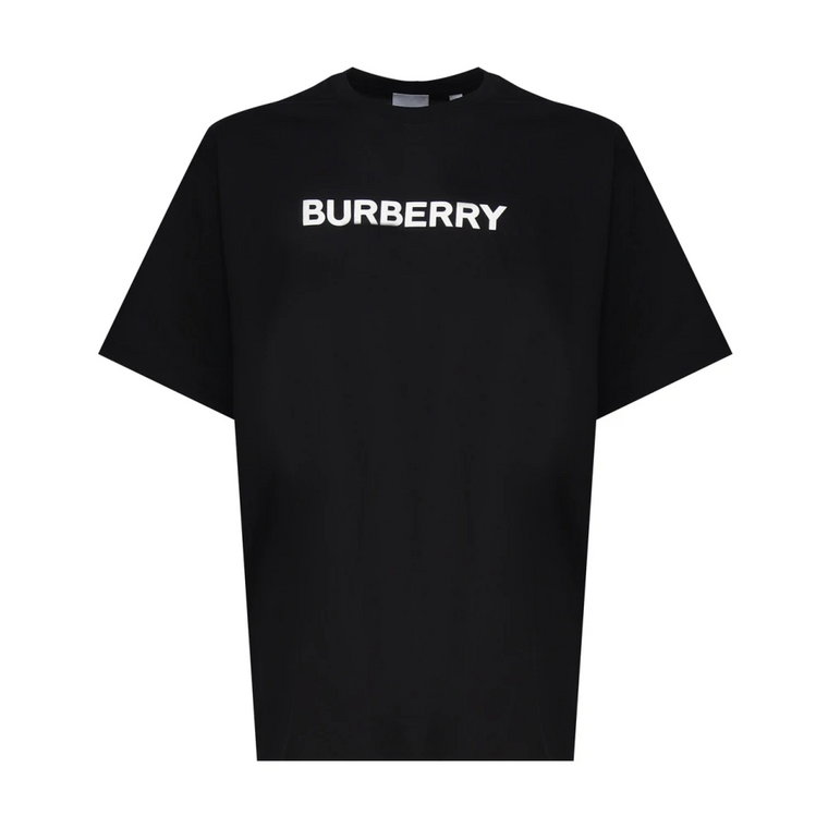 Czarna koszulka z nadrukiem logo w rozmiarze oversize Burberry