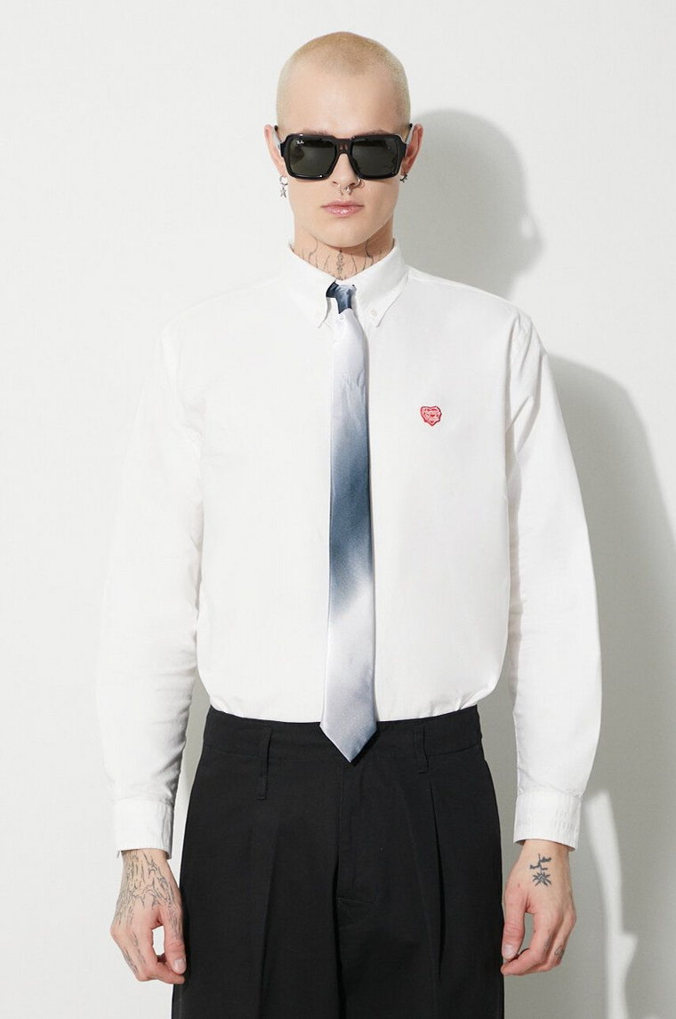 Human Made koszula bawełniana Oxford B.D męska kolor biały regular z kołnierzykiem button-down HM26SH001