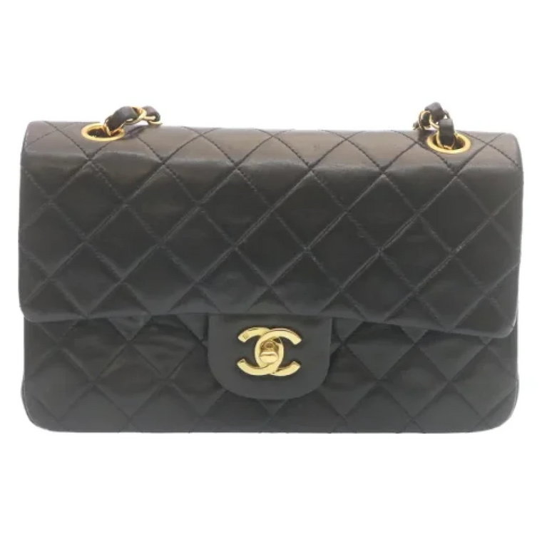 Używana Czarna Skórzana Torba Chanel Flap Chanel Vintage