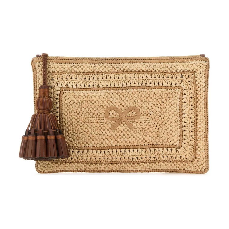 Beige Raffia Georgiana Clutch Anya Hindmarch