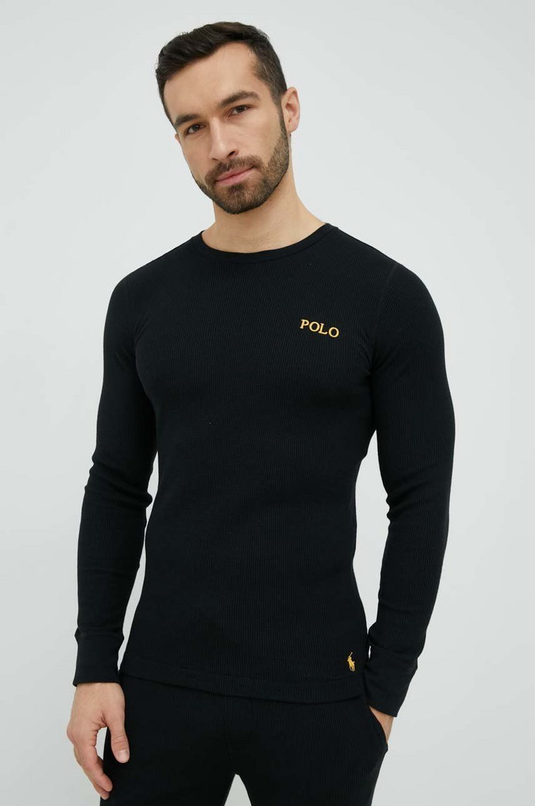 Polo Ralph Lauren longsleeve piżamowy kolor czarny z nadrukiem