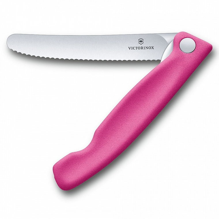 Victorinox - swiss classic - składany nóż do warzyw i owoców - ząbkowane ostrze - 11 cm - różowy kod: 6.7836.F5B