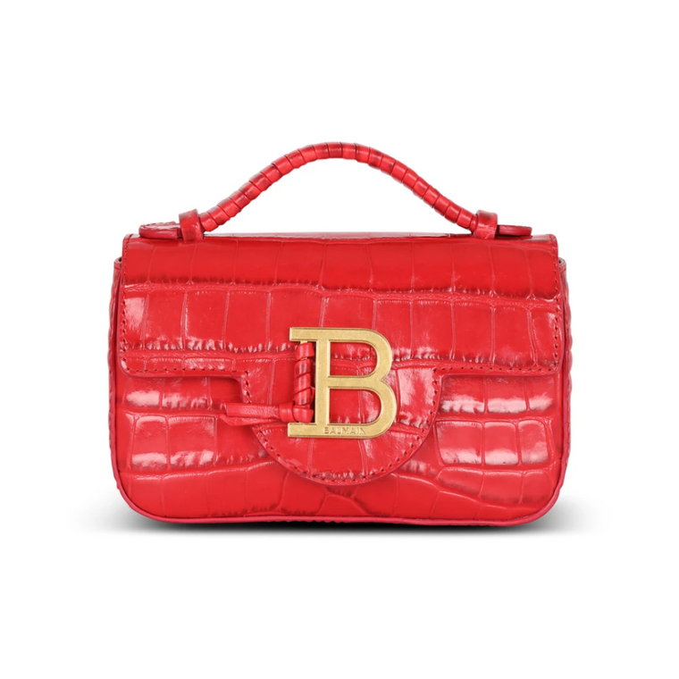 B-Buzz mini bag in crocodile-print leather Balmain