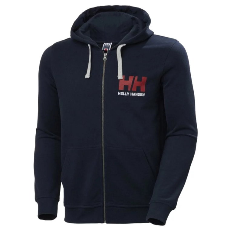 Helly Hansen Logo Full Zip Hoodie 34163-597, Męskie, Granatowe, bluzy, bawełna, rozmiar: M