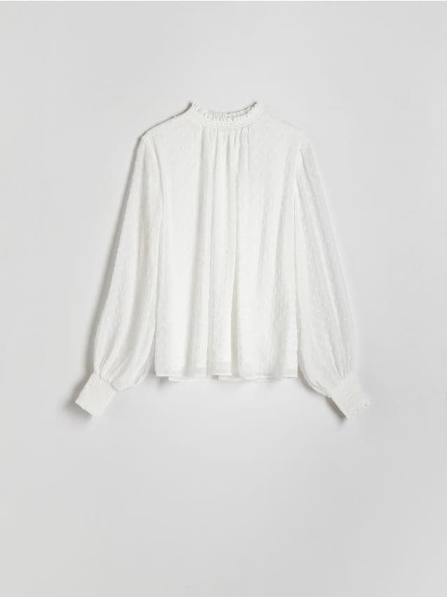 Reserved - Bluzka z szyfonowej tkaniny - złamana biel