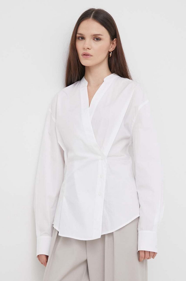Calvin Klein koszula bawełniana damska kolor biały regular