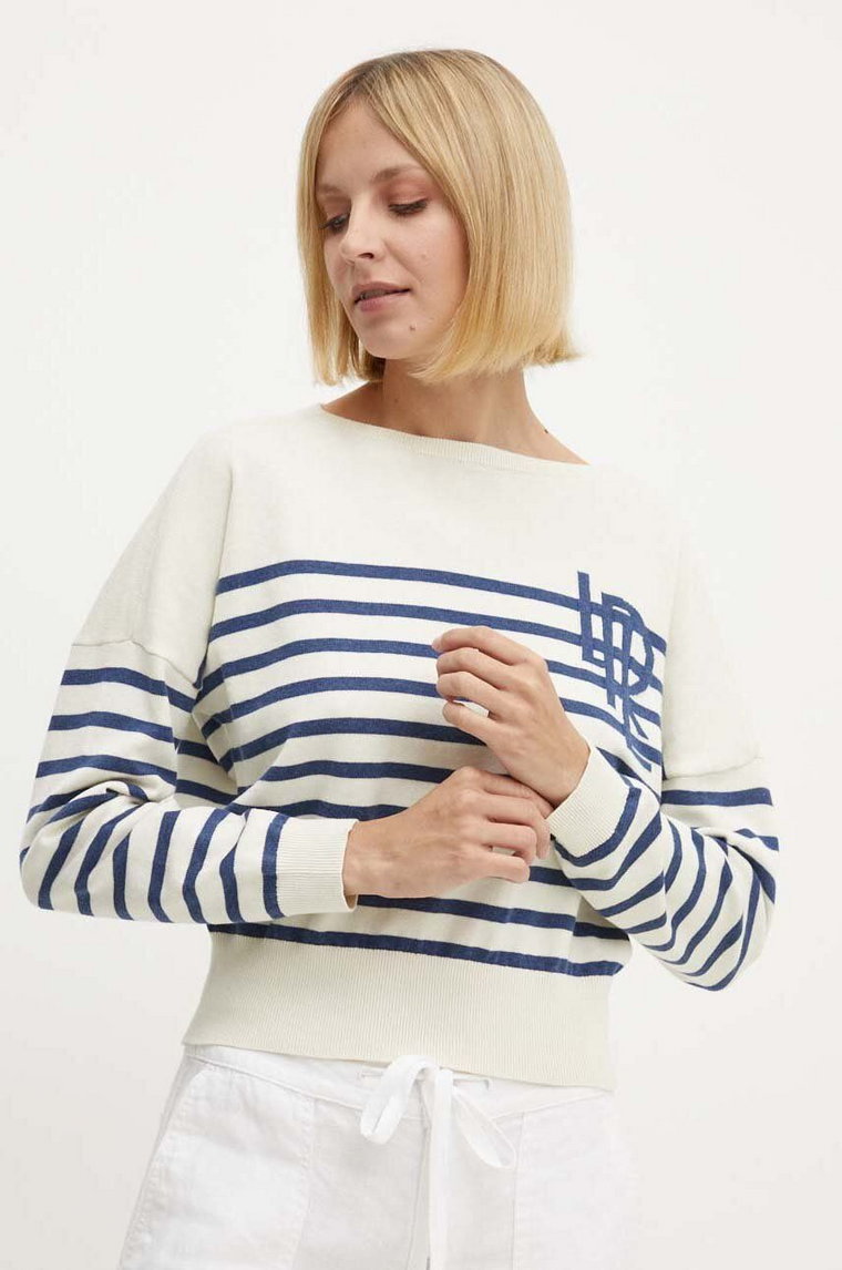 Lauren Ralph Lauren sweter bawełniany kolor beżowy lekki 200932970