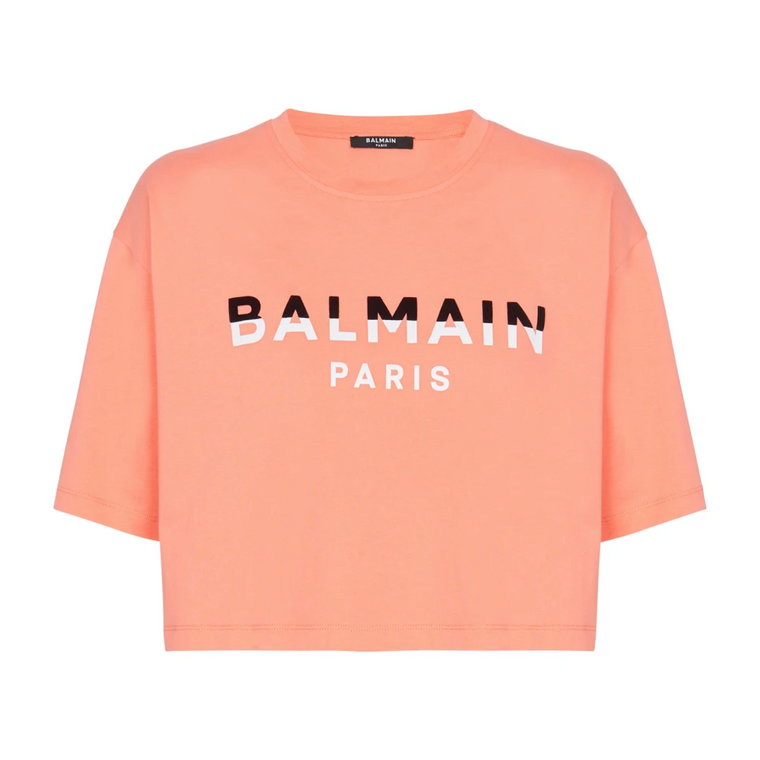 Flocked Paris cropped T-shirt Balmain
