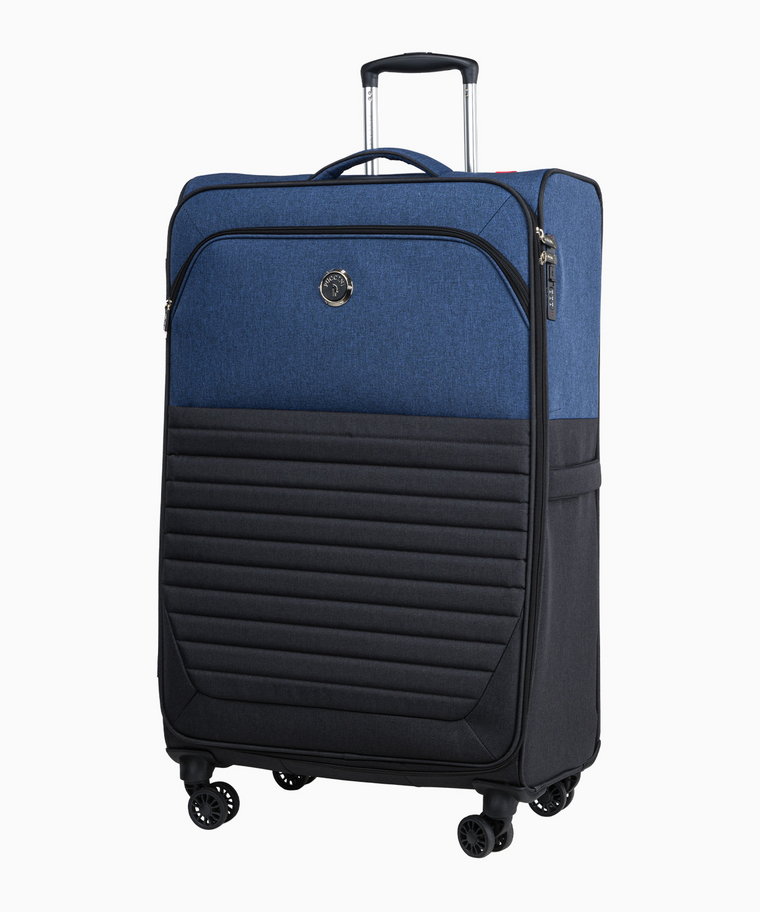 PUCCINI Duża miękka walizka z niebieskimi wstawkami