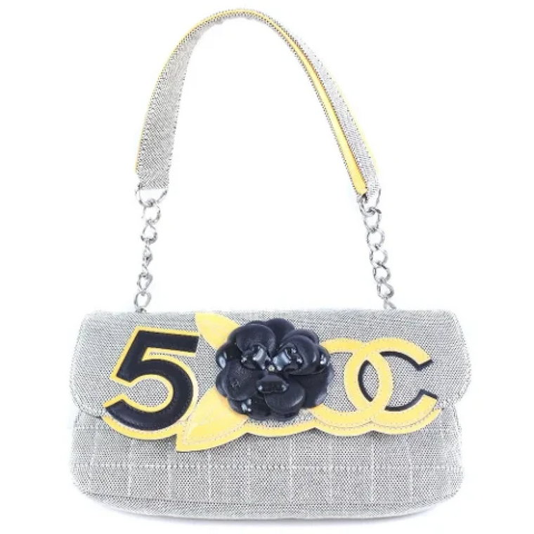 Używana torba na ramię, Szara Kanwa Kamelia Chanel Vintage