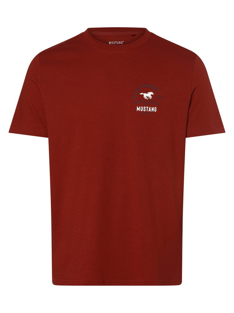 Mustang - T-shirt męski  Style Alex C, czerwony|brązowy