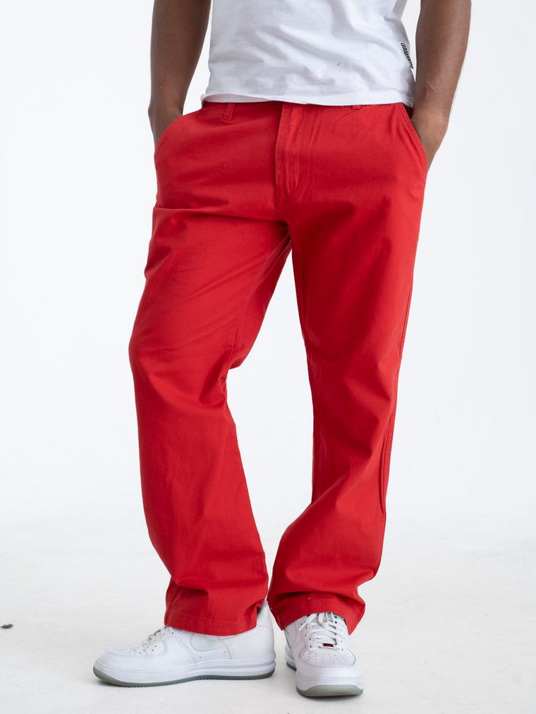 Spodnie Materiałowe Chino Męskie Czerwone Raw Blue Chino