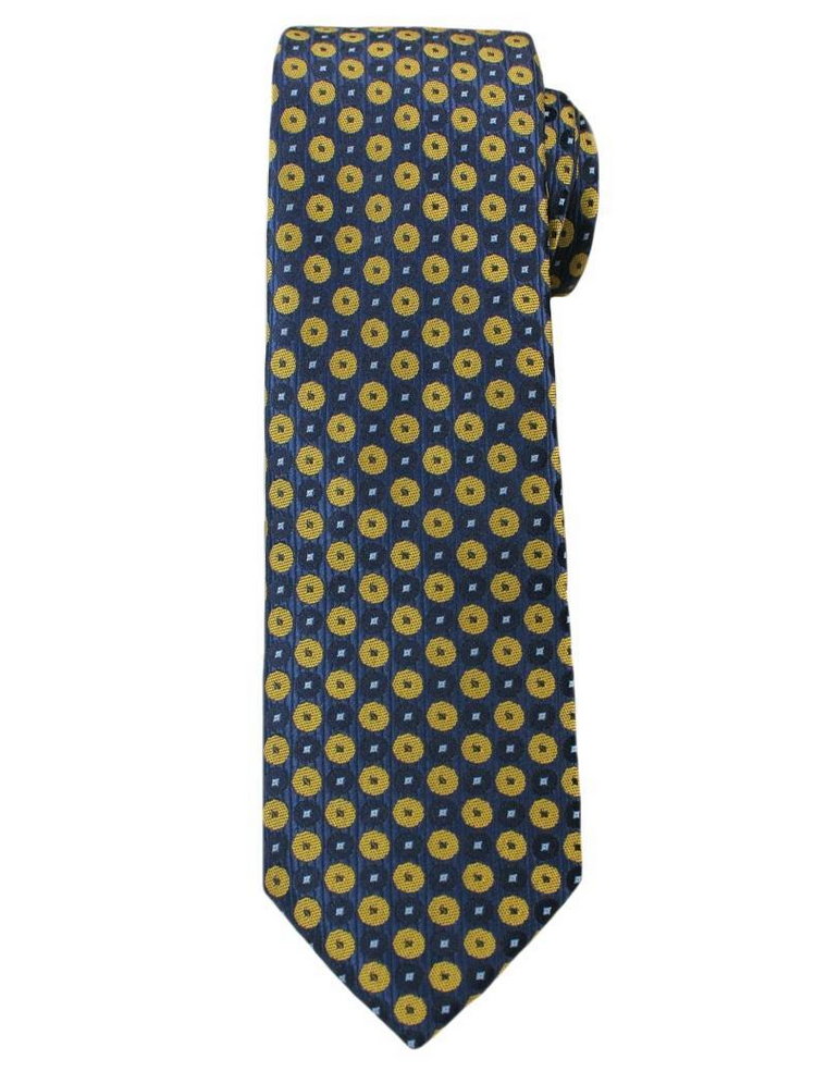 Casualowy Krawat Męski w Żółte Kółka -6,5cm- Chattier, Wielokolorowy