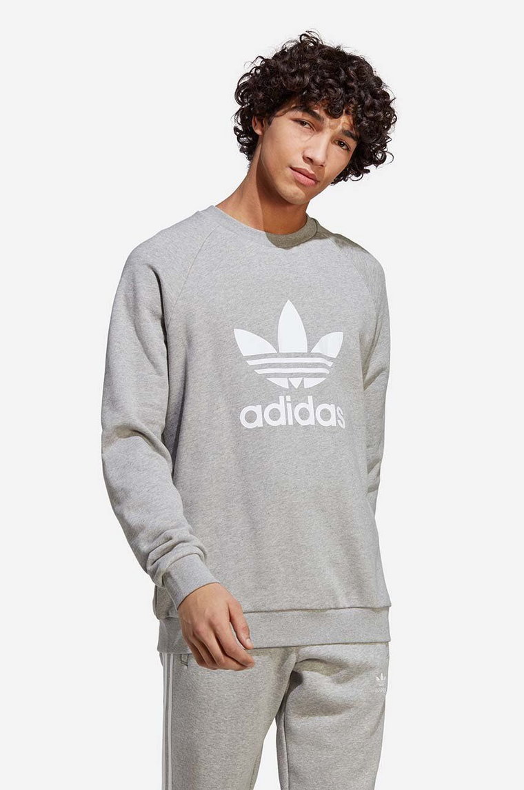 adidas Originals bluza bawełniana Adicolor Classics Trefoil Crewneck Sweatshirt męska kolor szary wzorzysta IA4857-SZARY