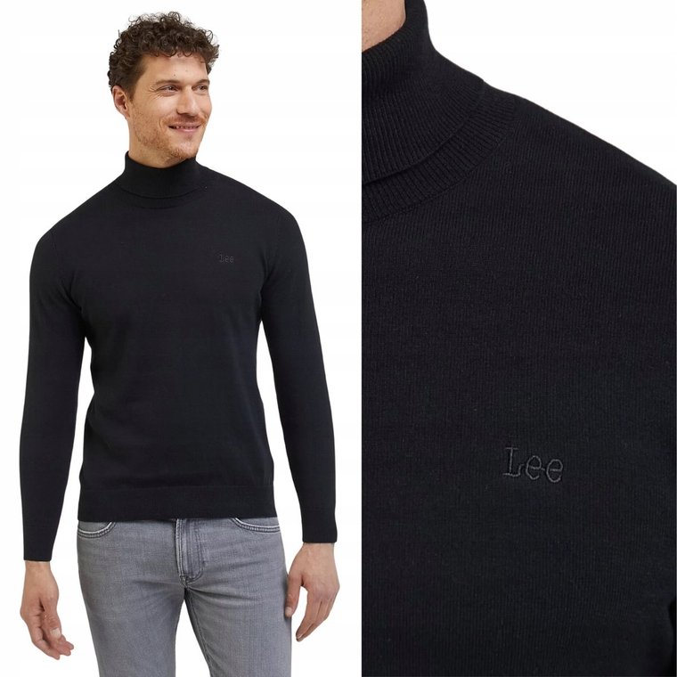 Lee HIGH NECK KNIT Black CZARNY GOLF REGULAR FIT L