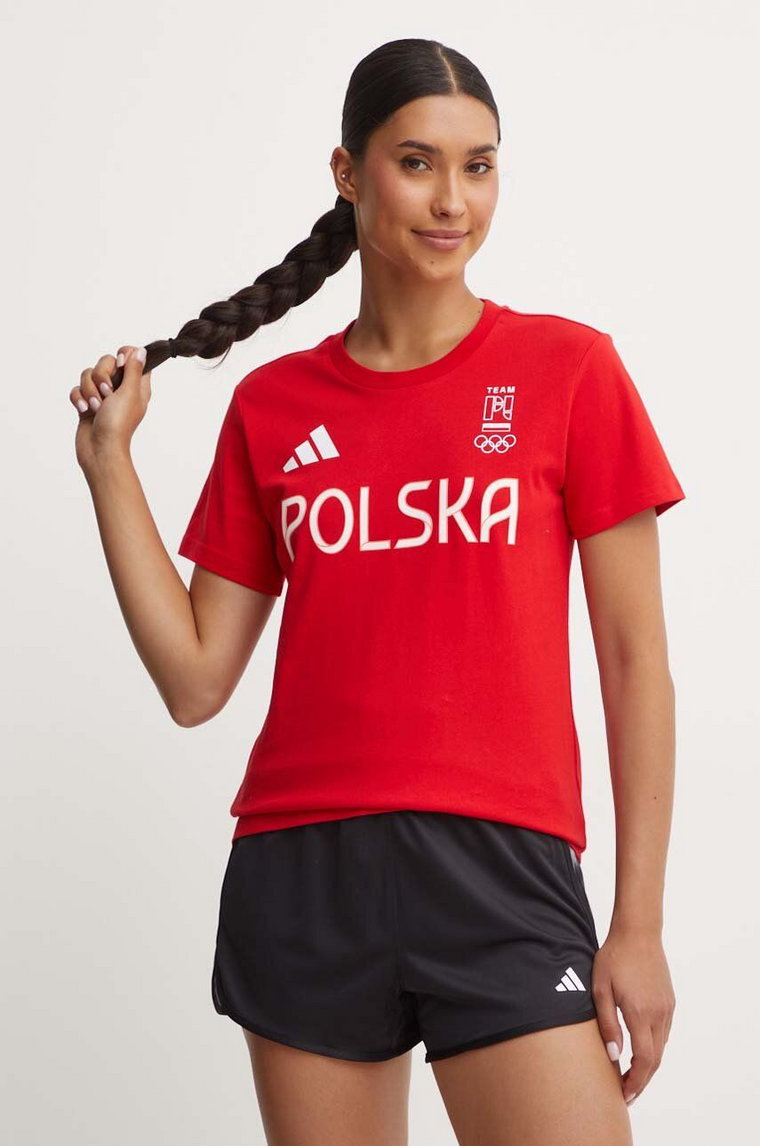 adidas Performance t-shirt Olympic damski kolor czerwony JF6712