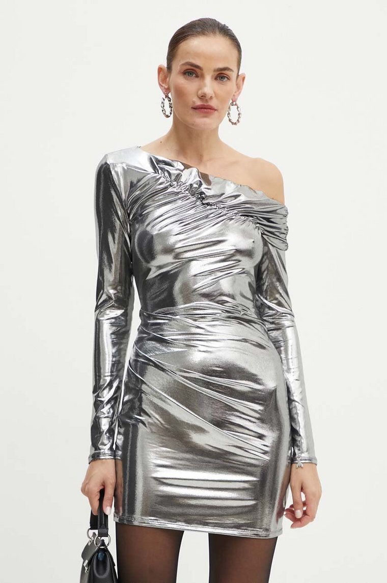 Patrizia Pepe sukienka kolor srebrny mini dopasowana 8A1340 J016