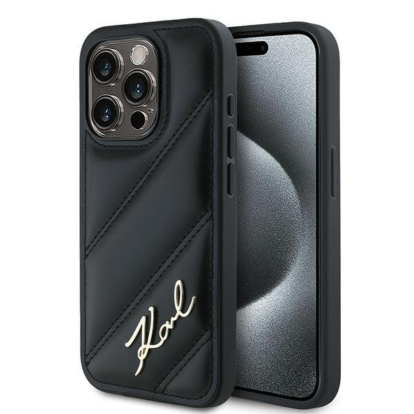 Karl Lagerfeld KLHCP14XPQDSMGK iPhone 14 Pro Max 6.7" czarny/black hardcase Diagonal Quilted Script