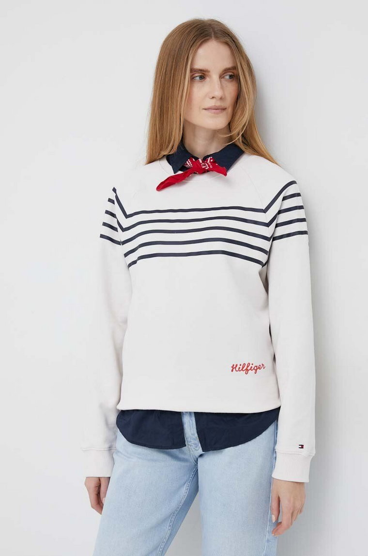 Tommy Hilfiger bluza bawełniana damska kolor beżowy wzorzysta