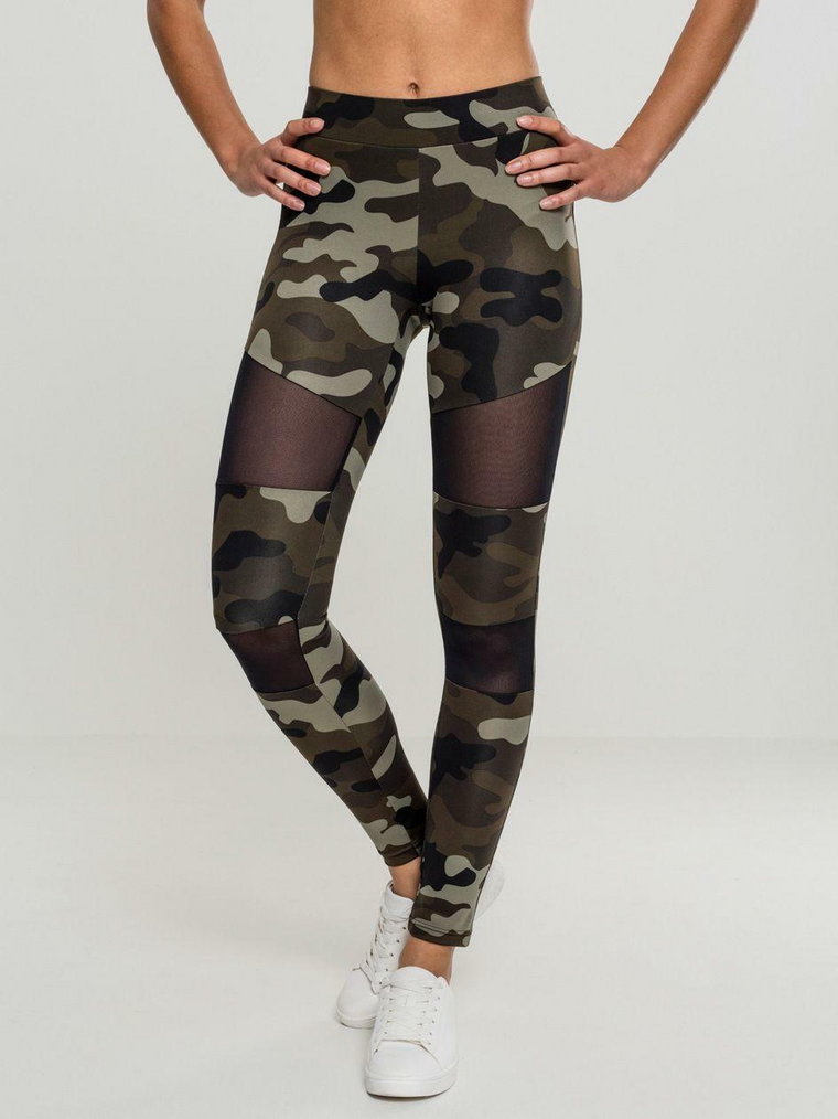 Legginsy Sportowe Mesh Urban Classics TB1939 Wood Camo / Czarne