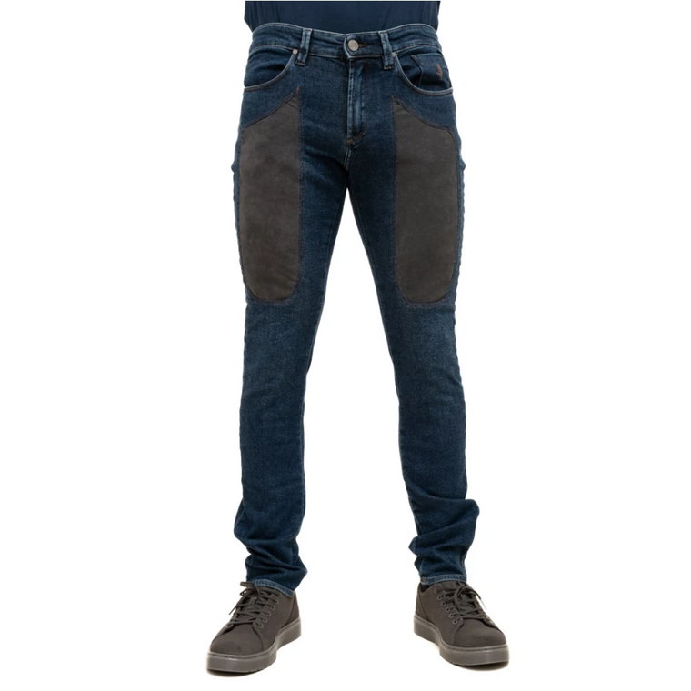 Spodnie Slim Fit 5-Kieszeniowe z Szarym Plastrem Alcantara Jeckerson