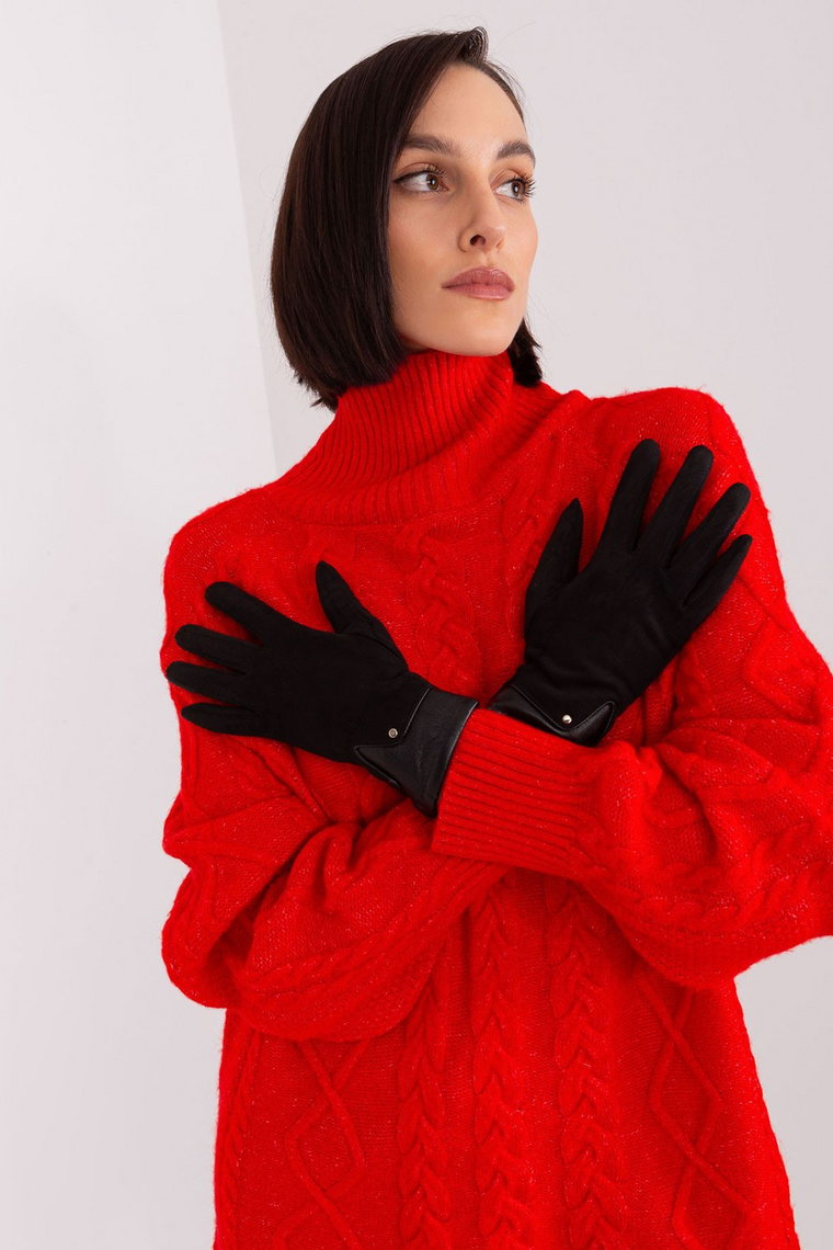 Czarne rękawiczki damskie z funkcją dotykową