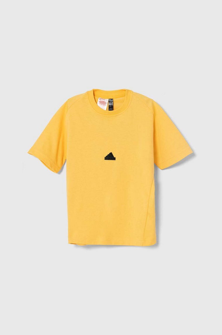adidas t-shirt dziecięcy kolor żółty gładki