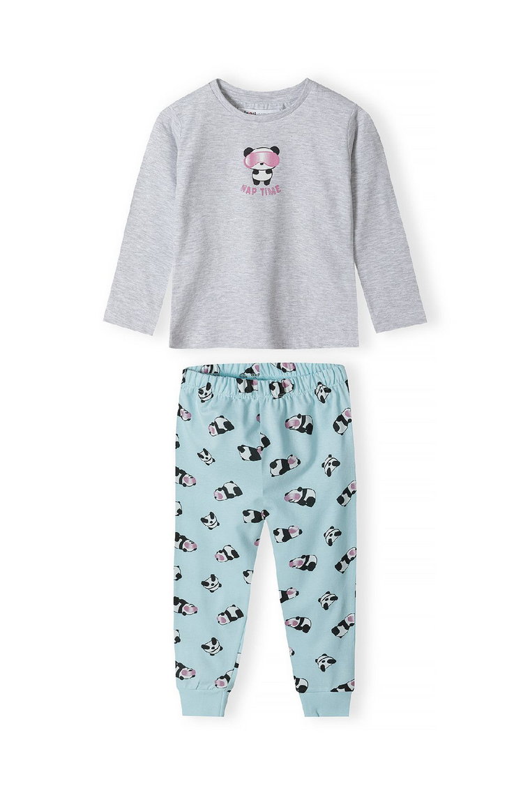 Piżama z długim rękawem z nadrukiem w pandy dla dziewczynki