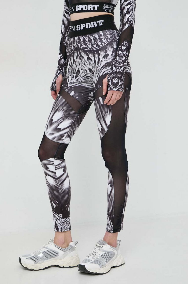 PLEIN SPORT legginsy damskie kolor czarny wzorzyste