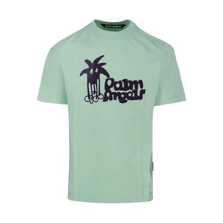 Jasnozielono-Fioletowa Klasyczna Koszulka Palm Angels