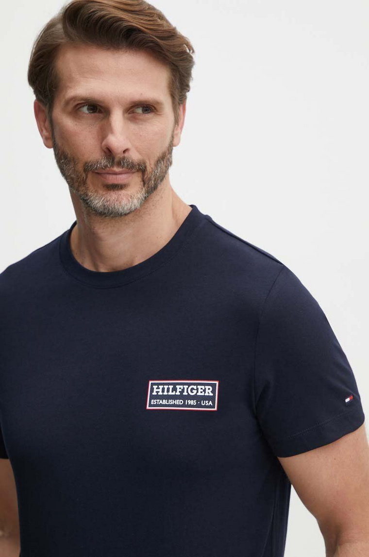 Tommy Hilfiger t-shirt bawełniany męski kolor granatowy z nadrukiem MW0MW35465