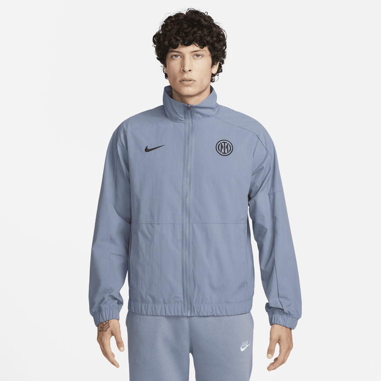 Męska kurtka piłkarska z tkaniny Nike Inter Mediolan Revival (wersja trzecia) - Niebieski