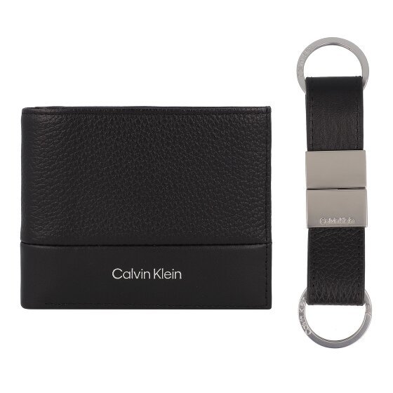 Calvin Klein Portfel Ochrona RFID Skórzany 11 cm Pudełko na prezenty ck black