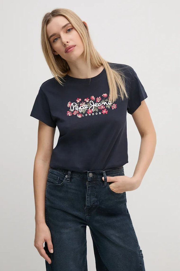 Pepe Jeans t-shirt bawełniany GINNY damski kolor granatowy PL505945