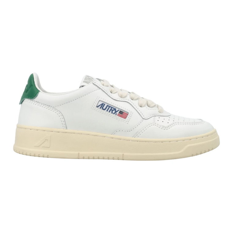 Białe/Zielone Skórzane Sneakersy dla Mężczyzn Autry