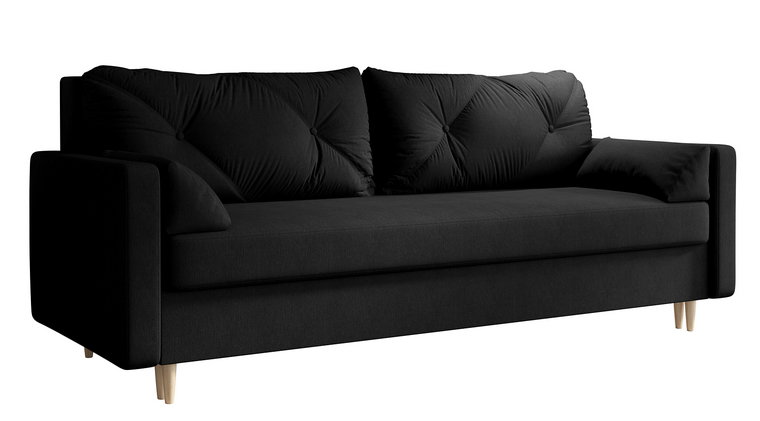 Czarna sofa+ rozkładana - Petra