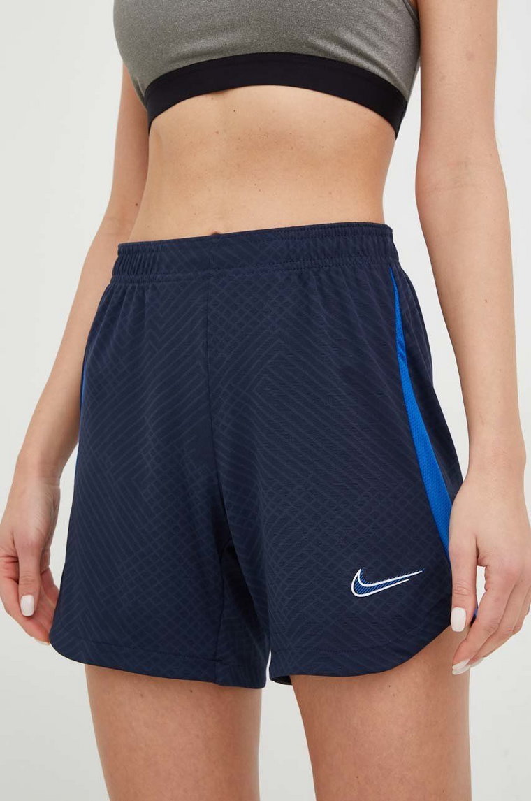 Nike szorty treningowe damskie kolor granatowy z nadrukiem medium waist