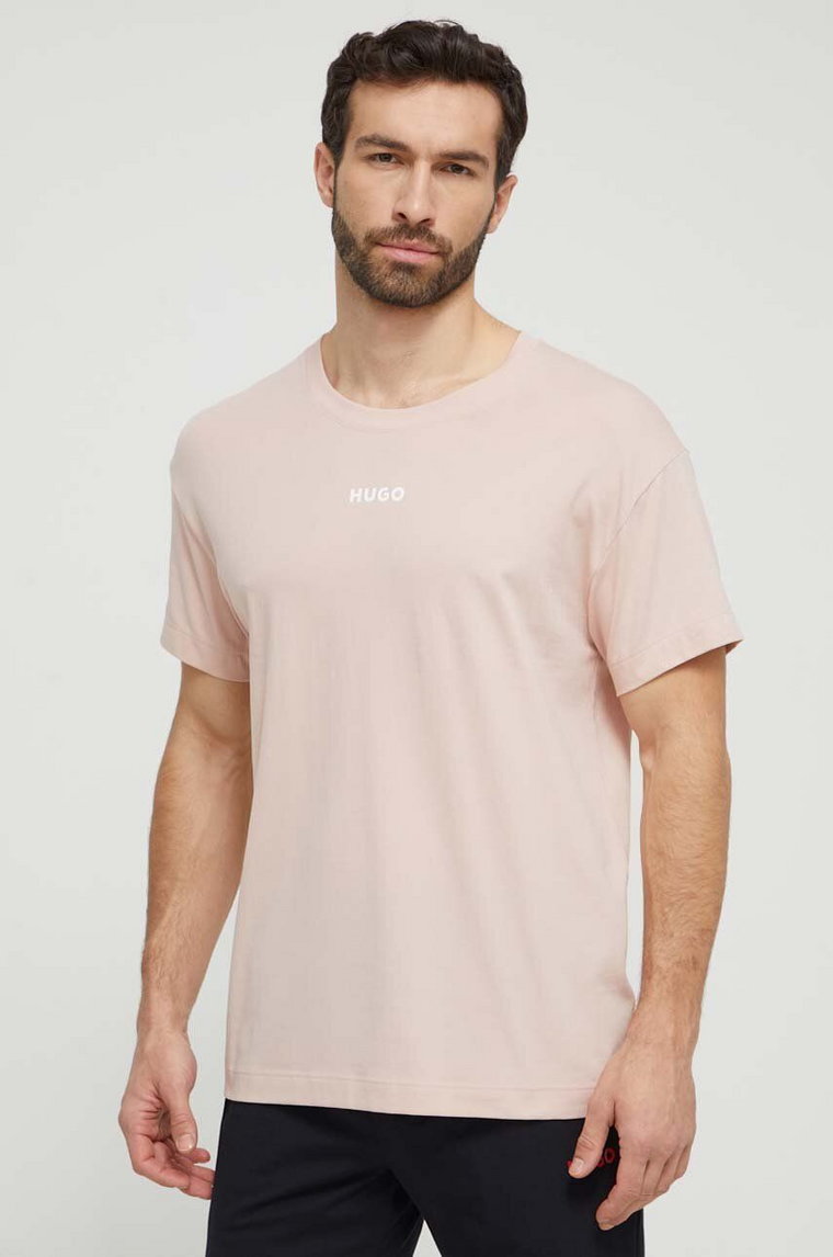 HUGO t-shirt lounge kolor różowy z nadrukiem 50518646